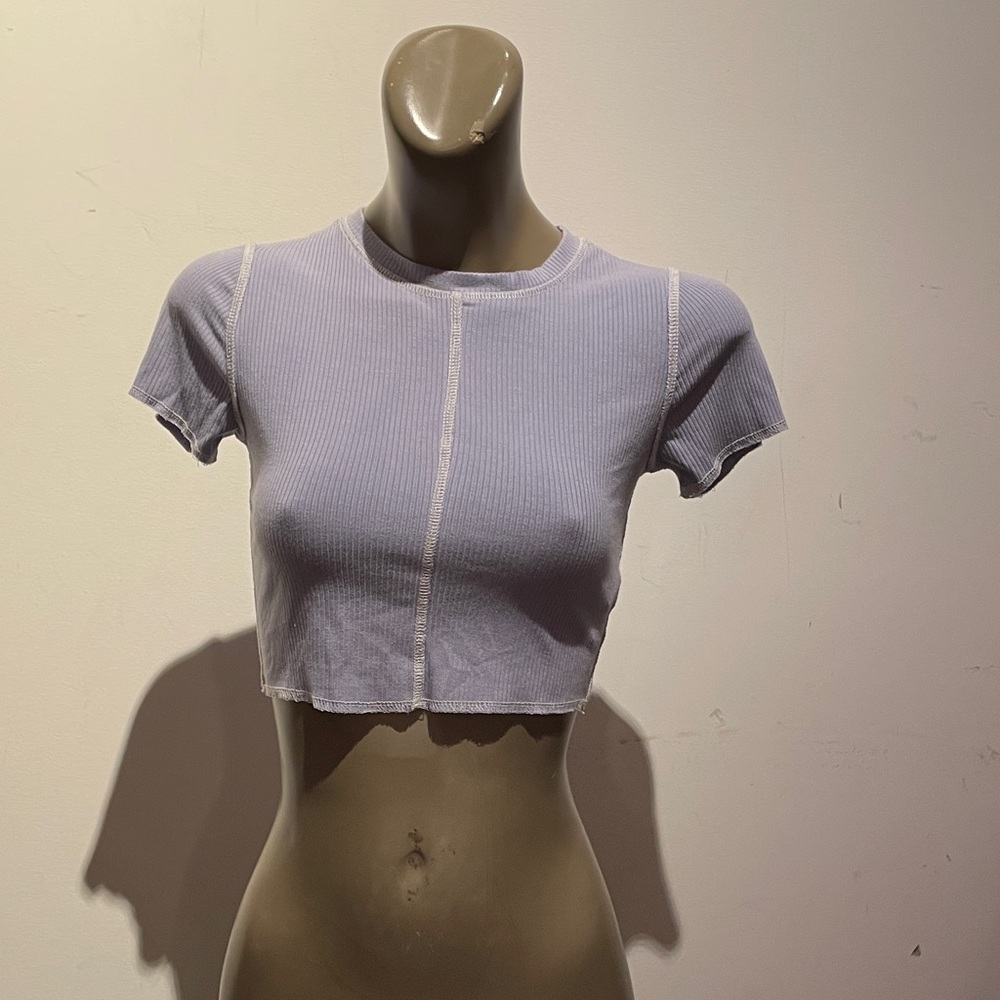 Garage Light Purple Ribbed Crop Top